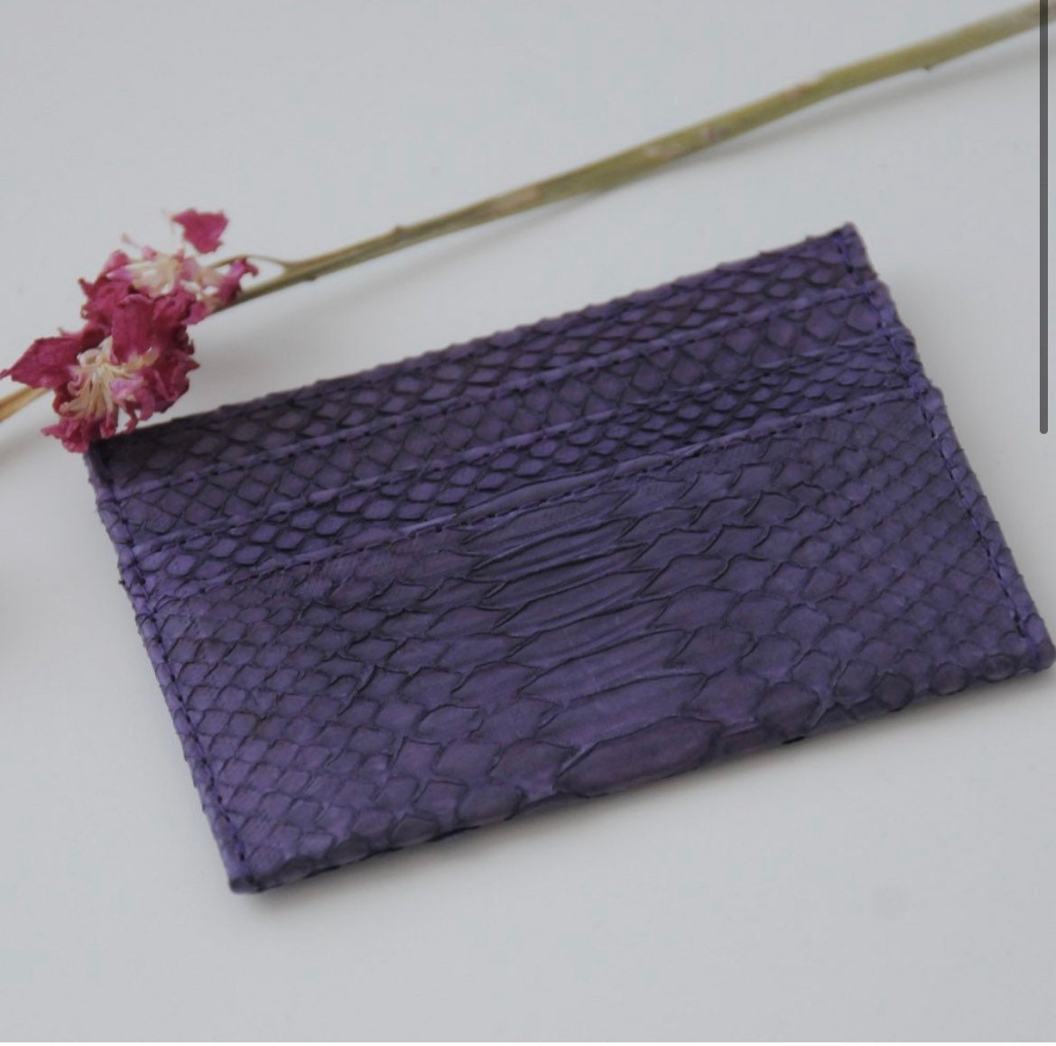 Genuine Python Skin Card Holder — Violet