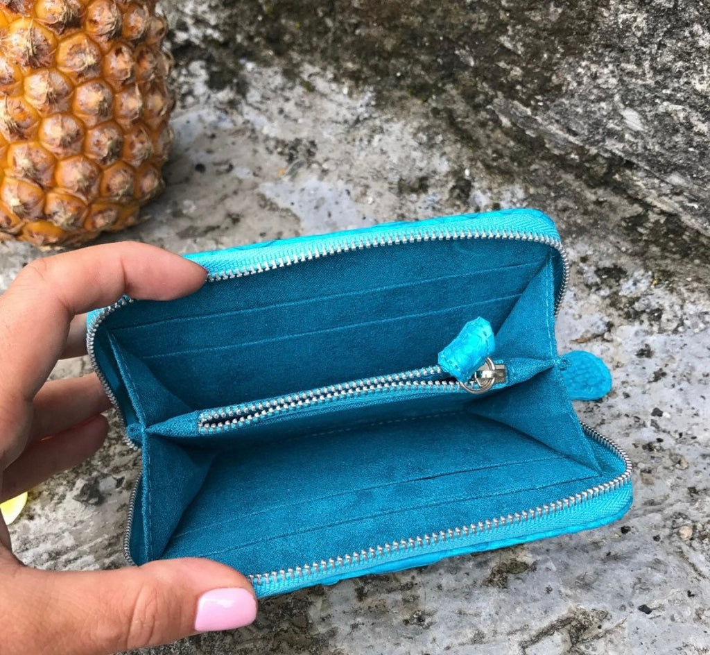 Genuine python skin turquise wallet — Red