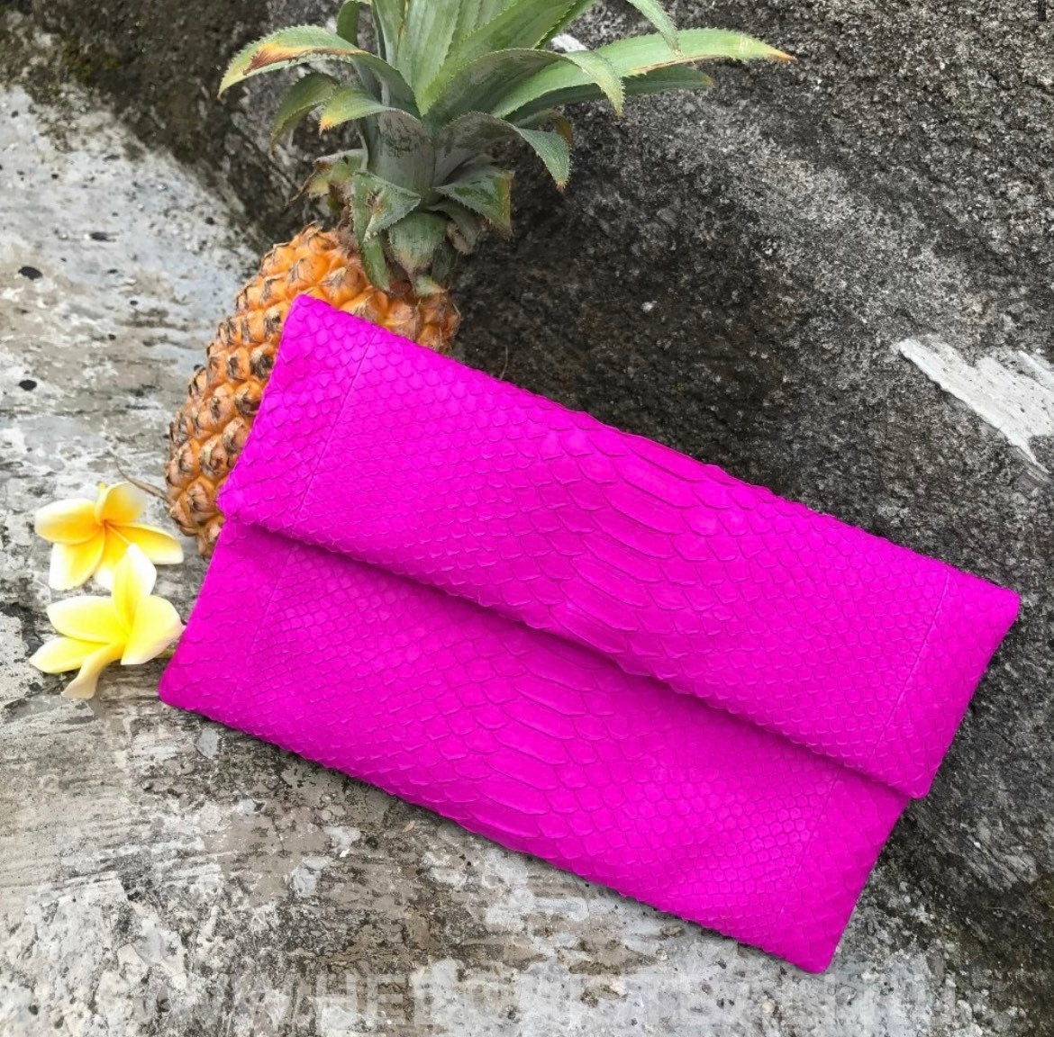 READY TO SHIP Genuine python skin fuchsia clutch handmade, classy elegant leather clutch, bags and purses, leather elegant small clutch