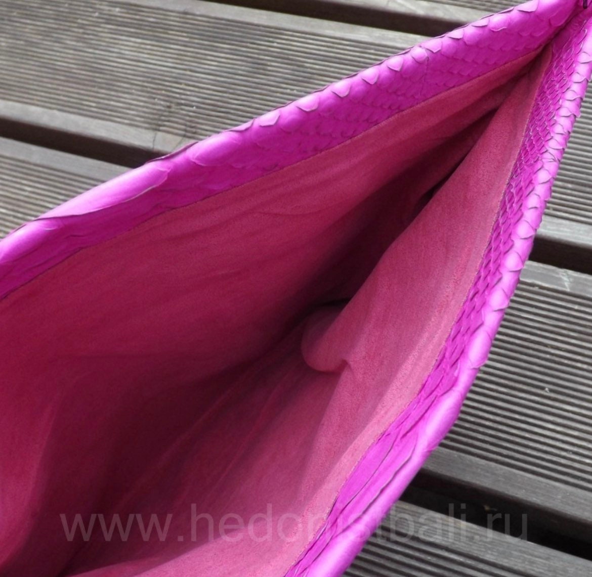 Genuine Python Skin Fuchsia Clutch