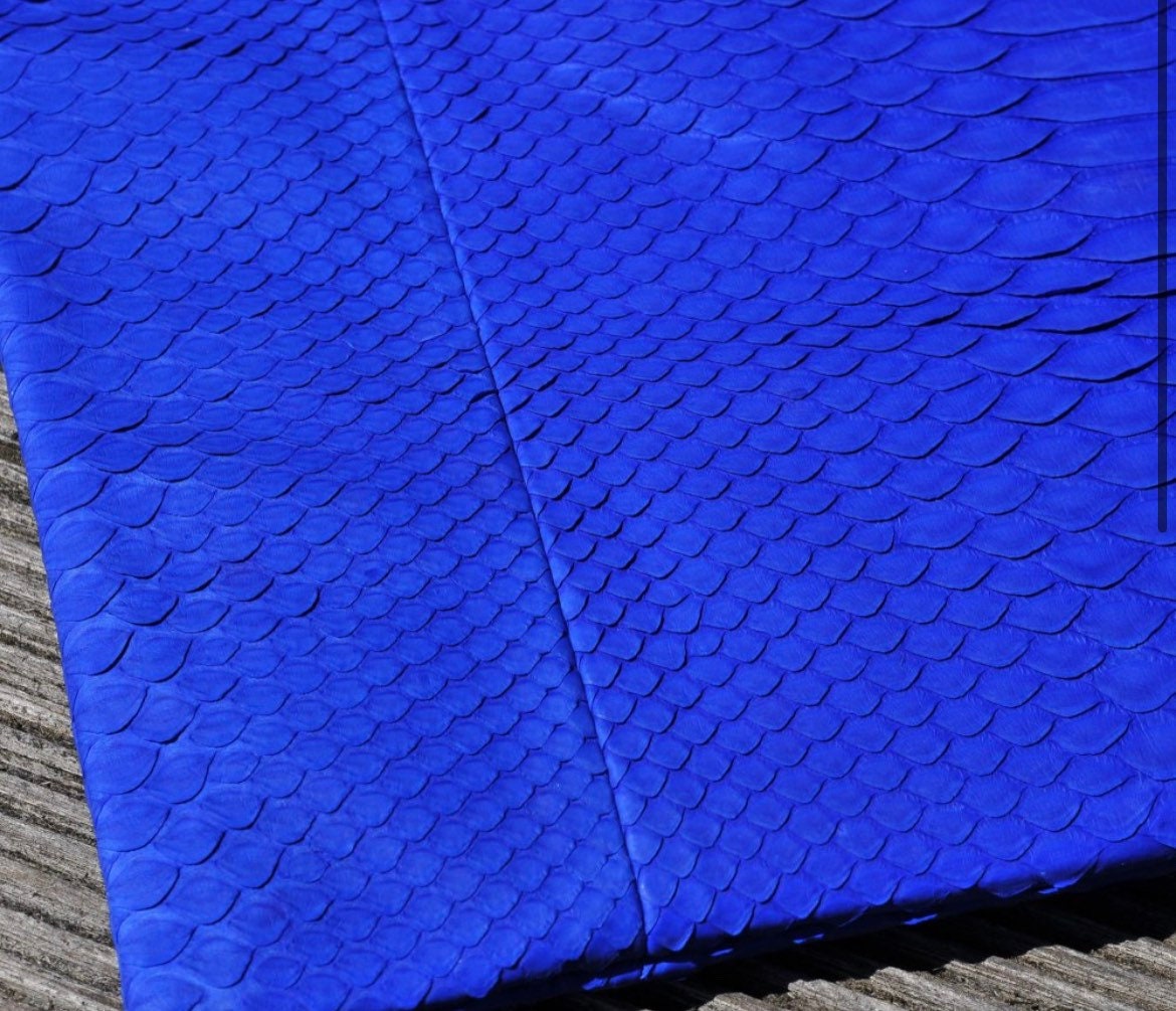 Genuine Python Skin Envelope Clutch — Ultramarine Blue