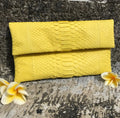 Genuine Python Skin Envelope Clutch — Yellow