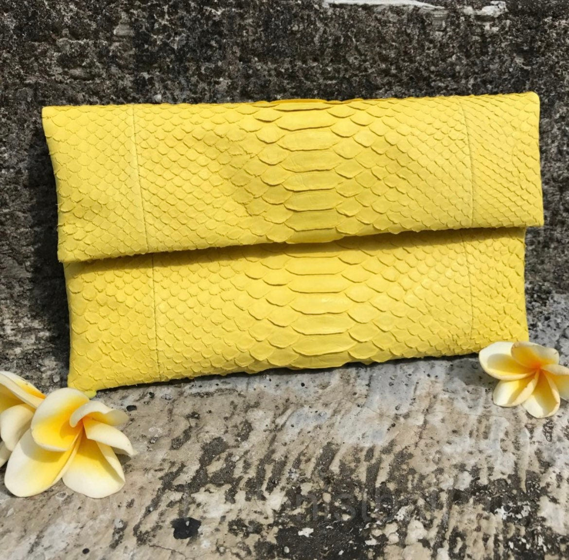 Genuine python skin yellow handmade clutch, classy elegant leather envelope bag, purse free shipping, flat snake leather clutch,small clutch — Red