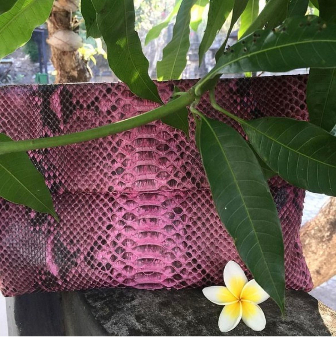 Big pink Envelope Genuine Python Skin Clutch | Exotic Leather Bag | Apple Macbook Air Lethaer Case | Large Unisex Snake Handmade flat Clutch