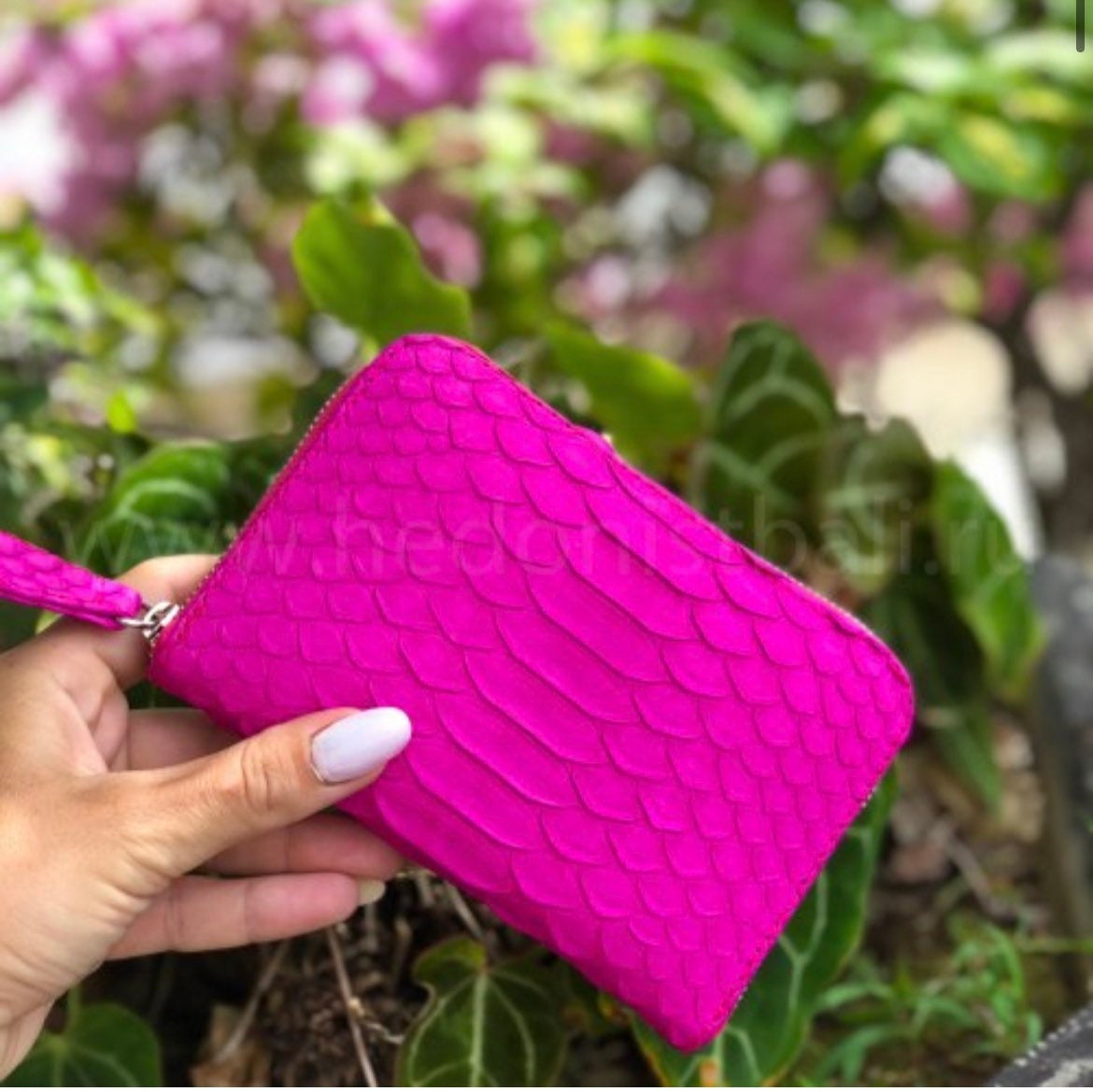 Genuine Python Skin Wallet — Fuchsia