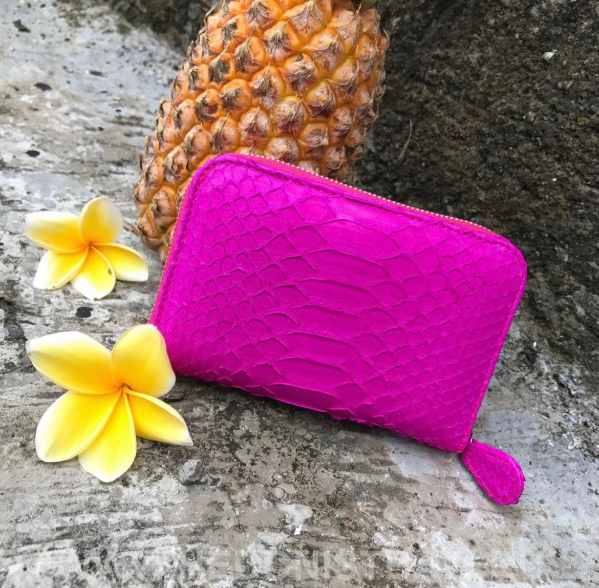 Genuine Python Skin Wallet — Fuchsia