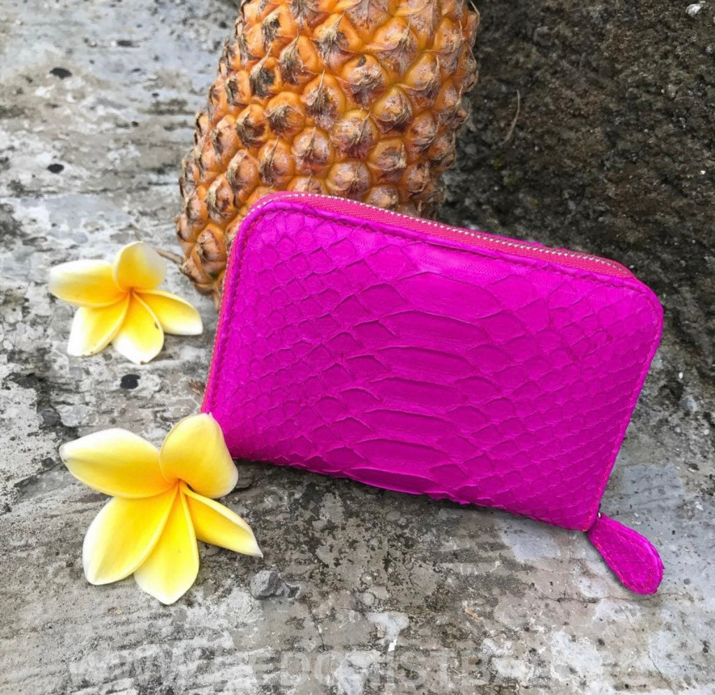 Genuine Python Skin Wallet — Fuchsia