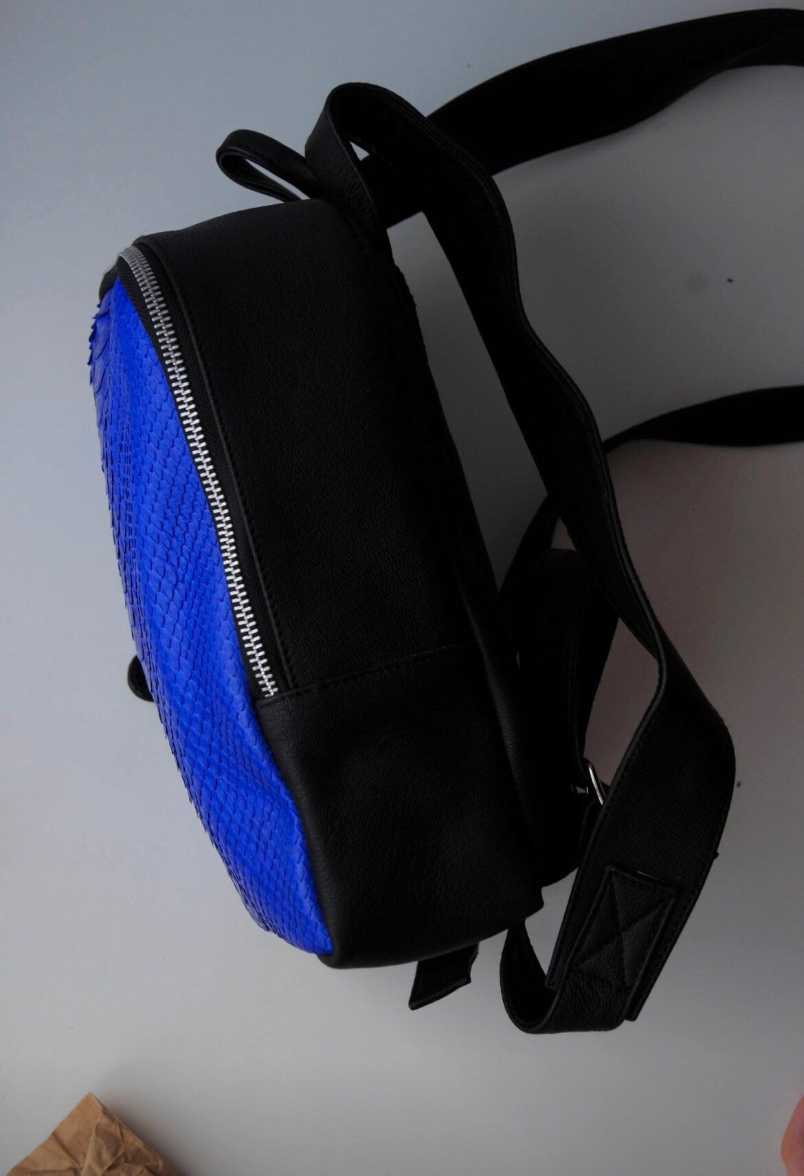 Genuine Python Leather Mini Backpack – Blue Exotic Skin Bag