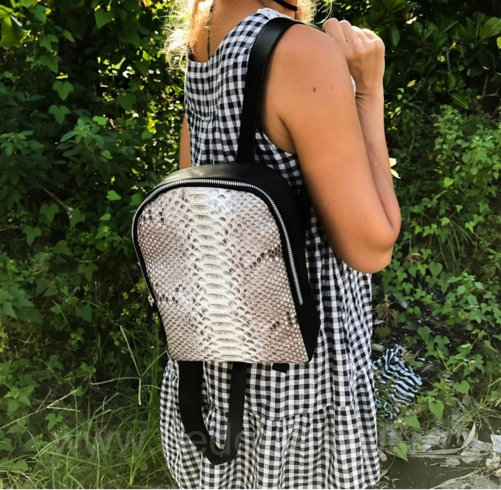 Genuine Python Skin Mini Backpack — Yellow