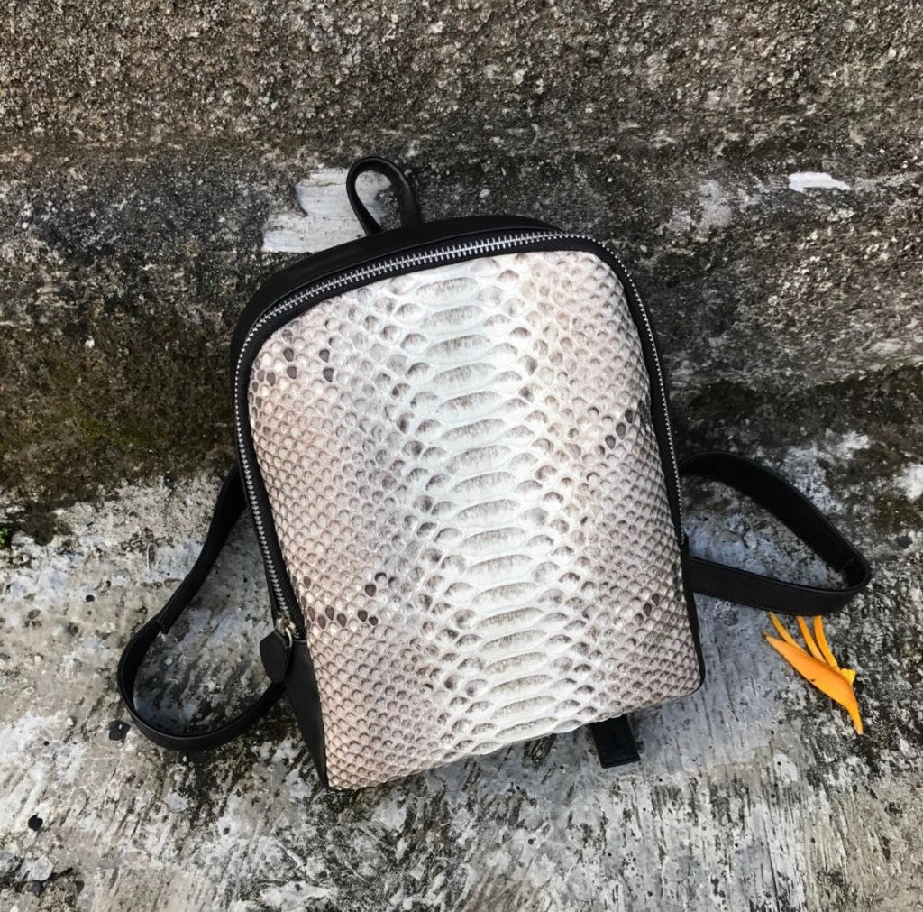 Genuine Python Skin Mini Backpack — Yellow