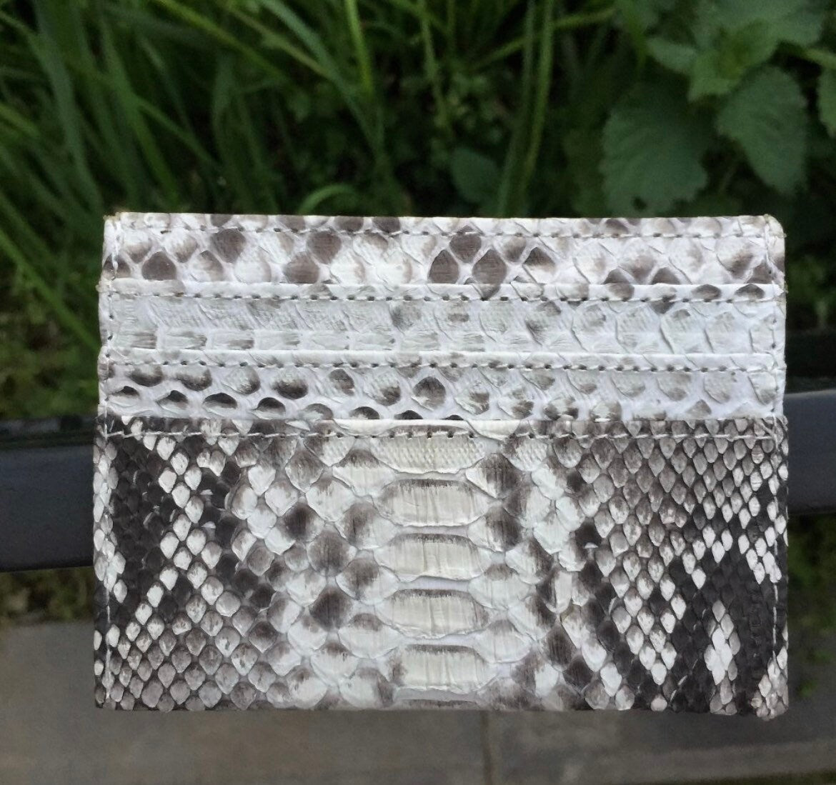 READY TO SHIP Genuine python skin creditcards holder | business cads holder gray snake colour wallet | gift idea exotic python skin lea