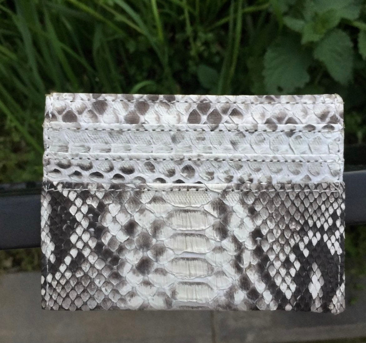 Genuine Python Skin Card Holder — Gray
