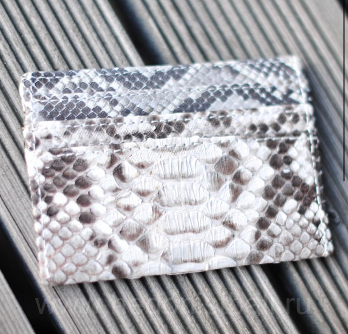 Genuine Python Skin Card Holder — Gray