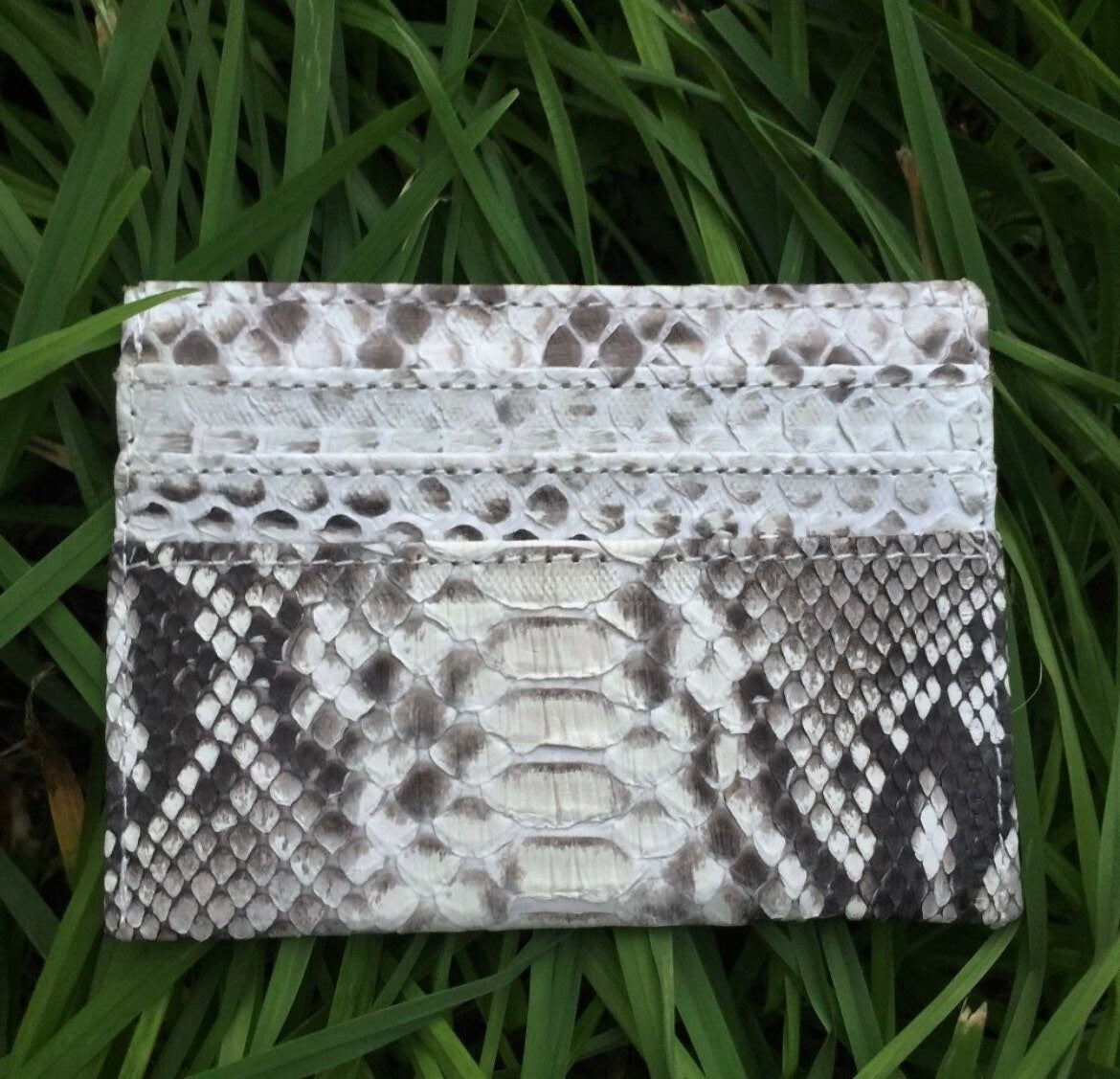 READY TO SHIP Genuine python skin creditcards holder | business cads holder gray snake colour wallet | gift idea exotic python skin lea