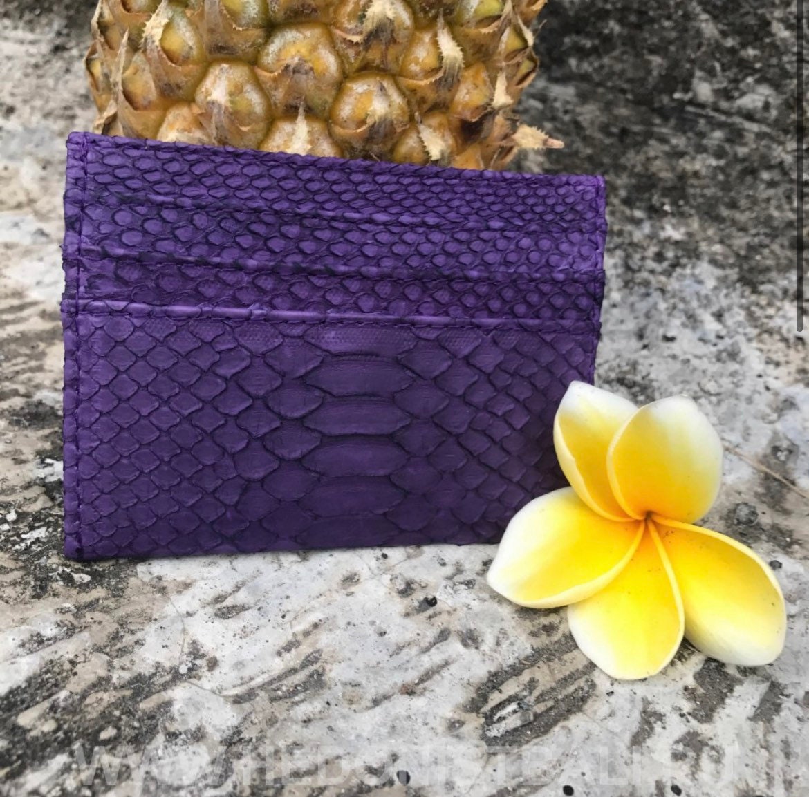 Genuine Python Skin Card Holder — Violet