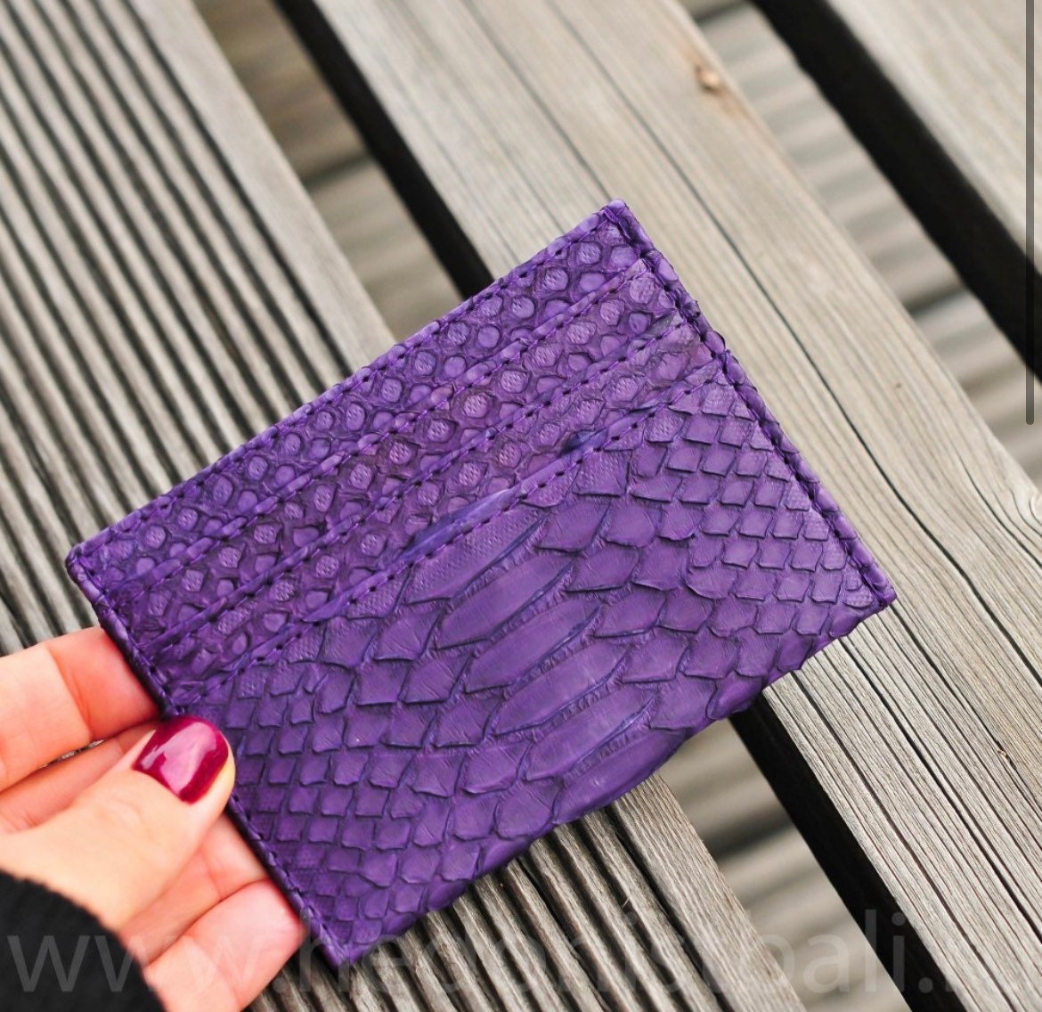Genuine Python Skin Card Holder — Violet