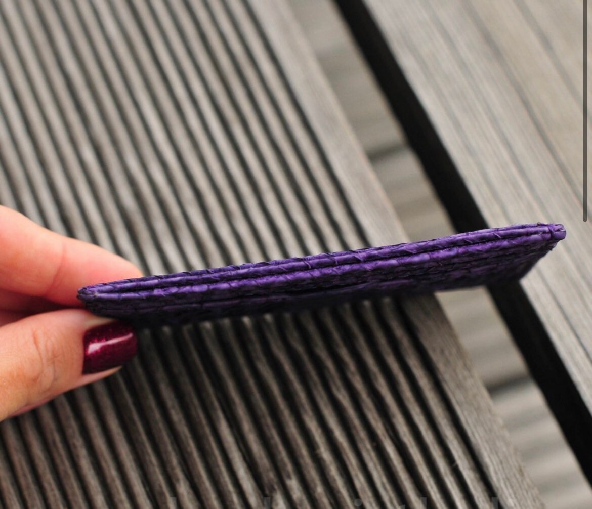 Genuine Python Skin Card Holder — Violet