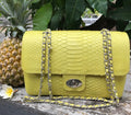Genuine Python Skin Maxi Crossbody Bag — Yellow