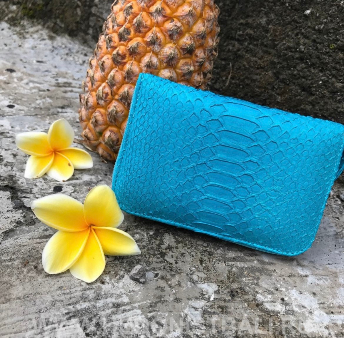 Genuine python skin turquise wallet — Red