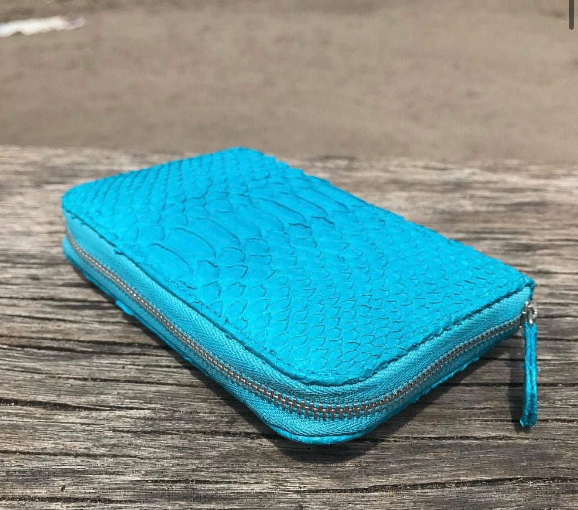 Genuine python skin turquise wallet — Red