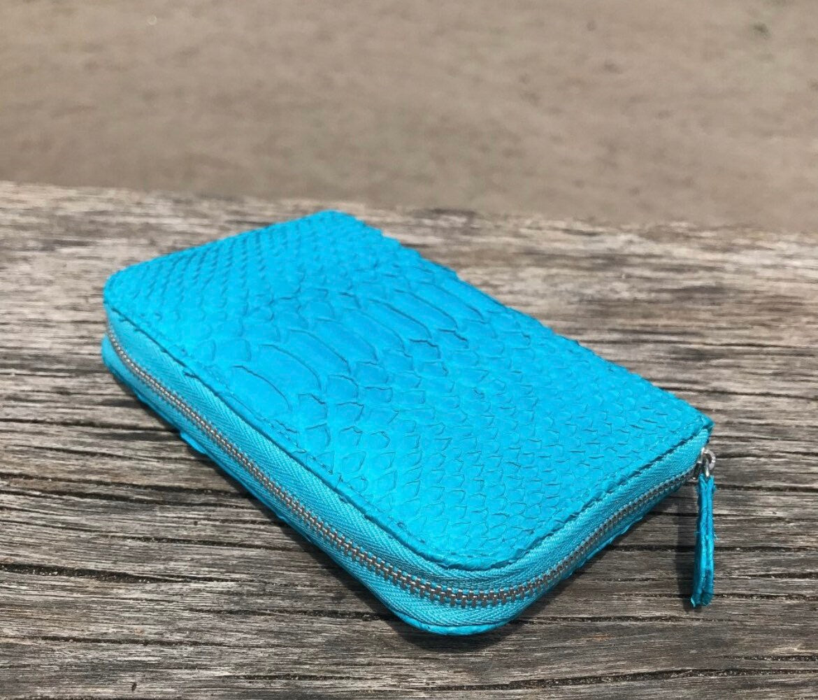 Genuine python skin turquise wallet — Red