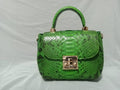 Genuine Python Skin Top Handle Bag — Green