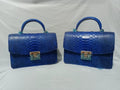 Genuine Python Skin Top Handle Bag — Blue