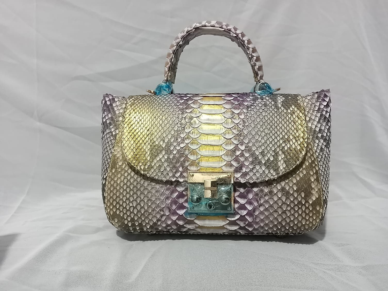 Genuine python top handle bag / designer bag / exotic leather bag / summer bag genuine snake leather / crossbody elegant classy bag — Red