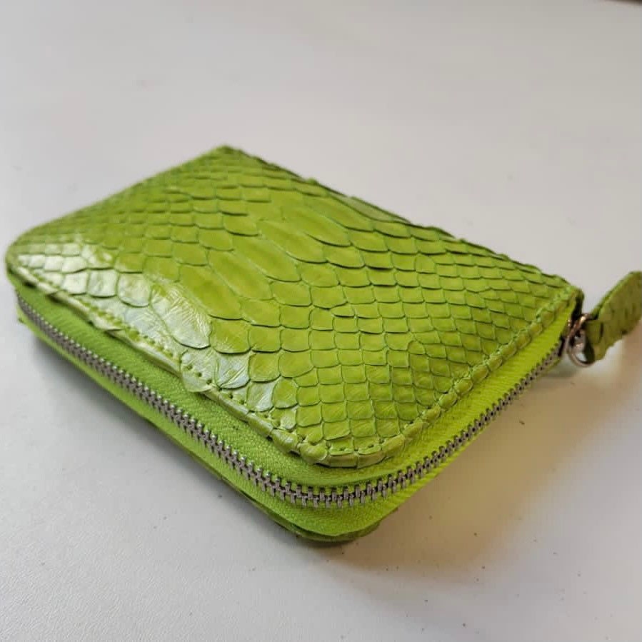 Genuine Python Skin Wallet — Green