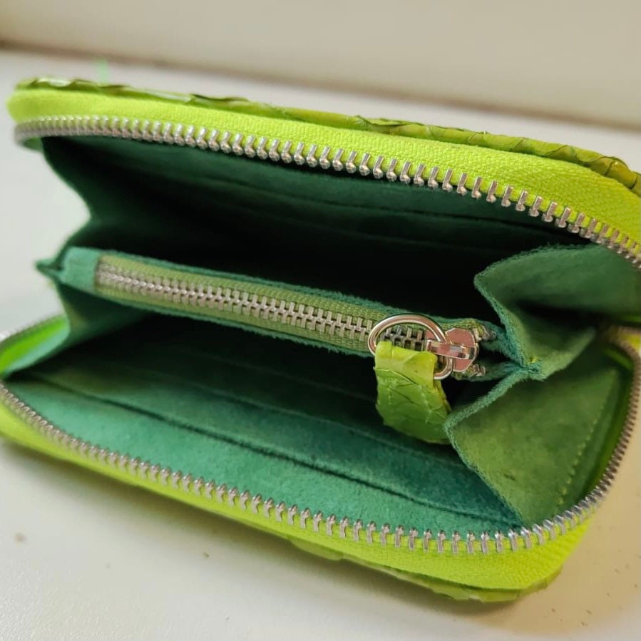 Genuine Python Skin Wallet — Green