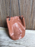 Genuine Python Skin Bucket Bag — Beige
