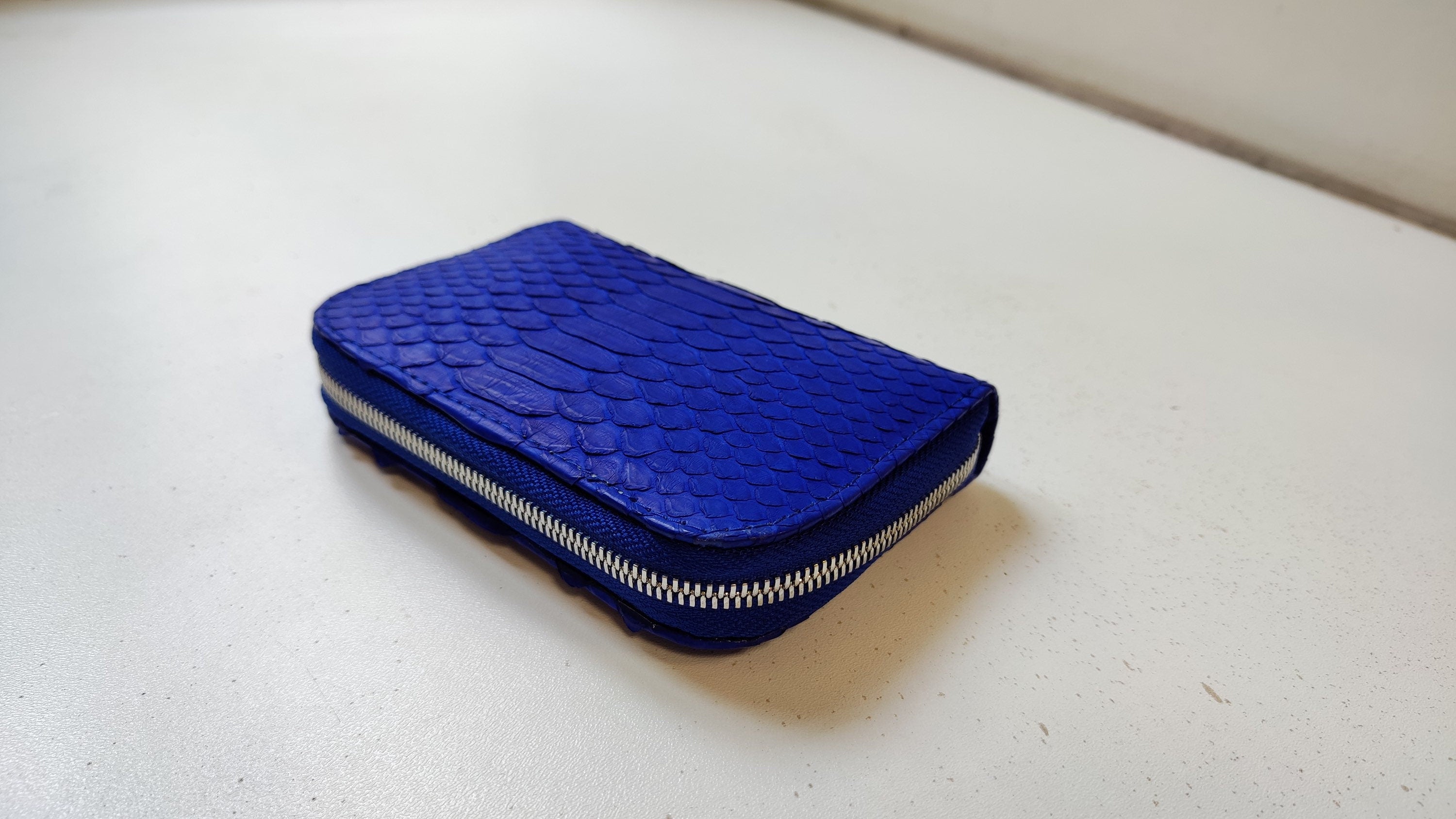 Genuine python skin electric blue wallet
