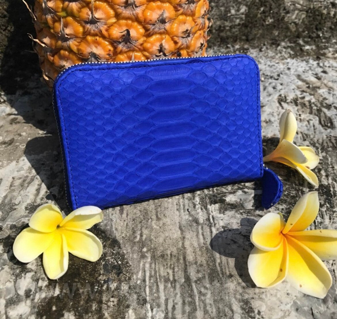 Genuine python skin electric blue wallet