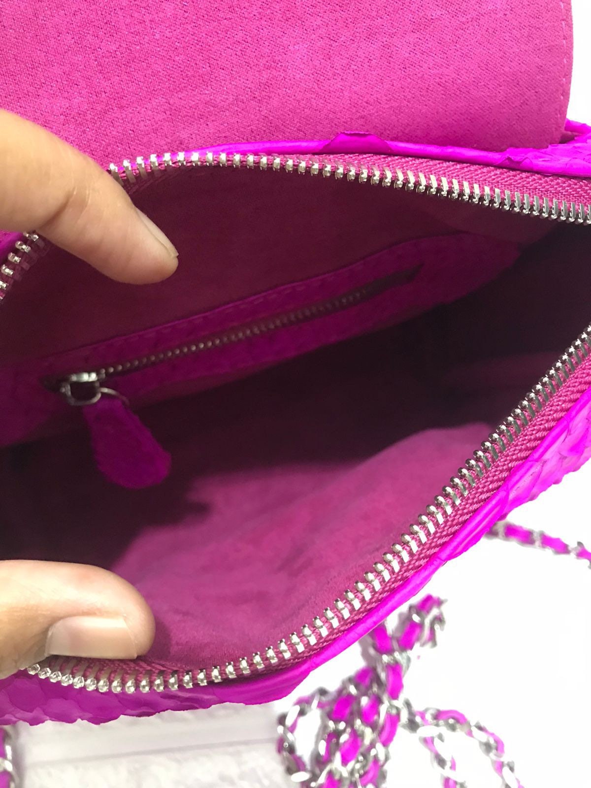 Genuine Python Skin Crossbody Bag — Pink