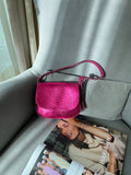 Genuine python skin small top handle shoulder pink foil bag
