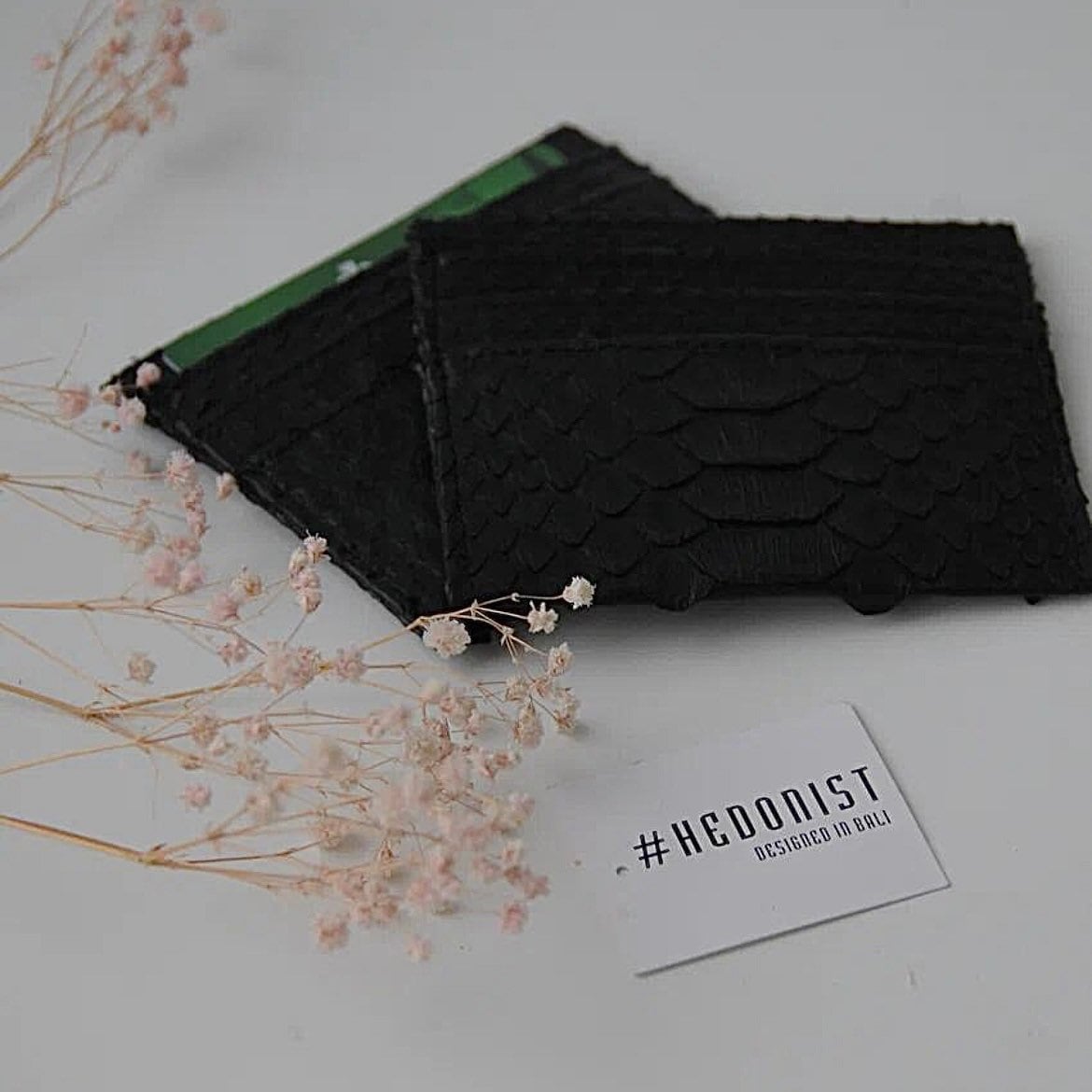 READY TO SHIP Genuine python skin creditcards holder/business cads holder black color unisex wallet small, gift idea , exotic leather craft