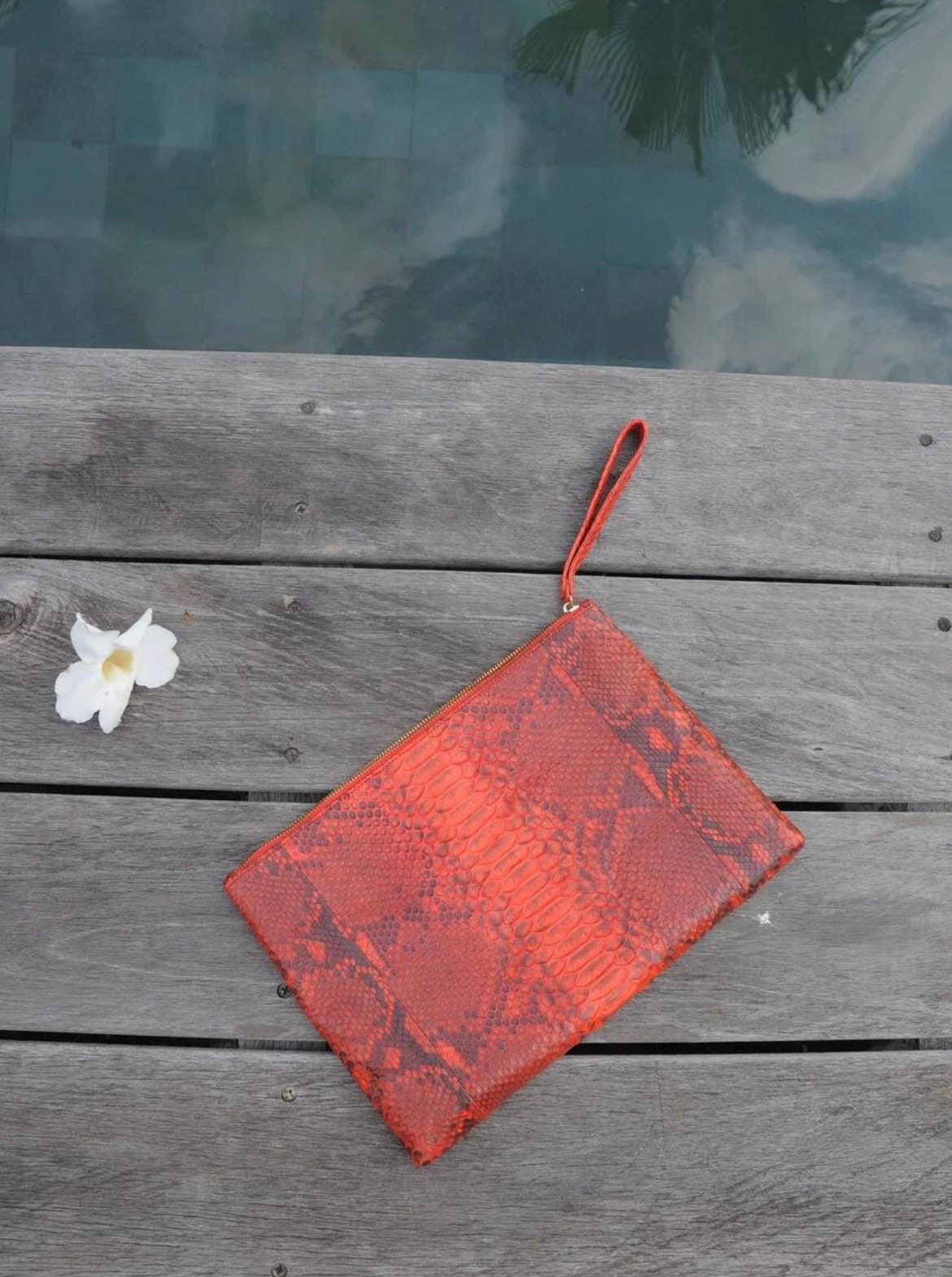 Genuine Python Skin Laptop Case — Red