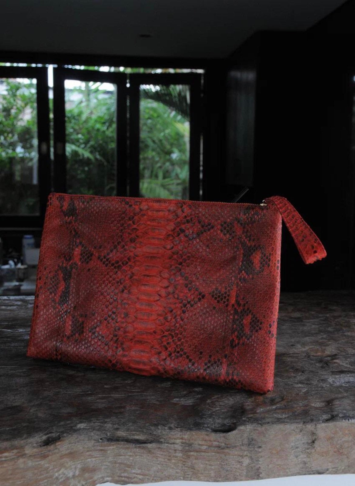 Genuine Python Skin Laptop Case — Red