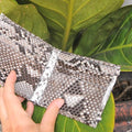 Genuine Python Skin Men's Flat Wallet — Grey