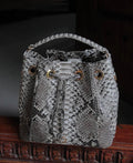 Genuine python skin grey bucket crosshandle bag/ designer women purse — Red