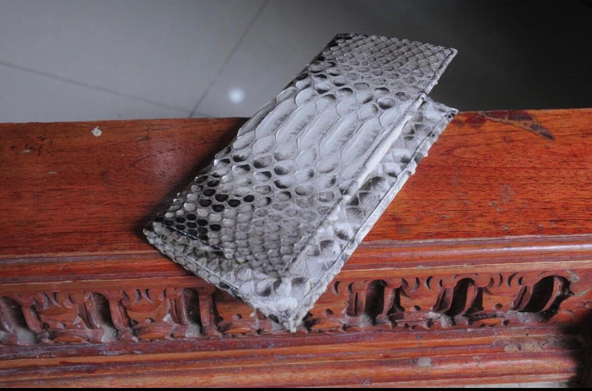Genuine Python Skin Wallet — Gray Natural