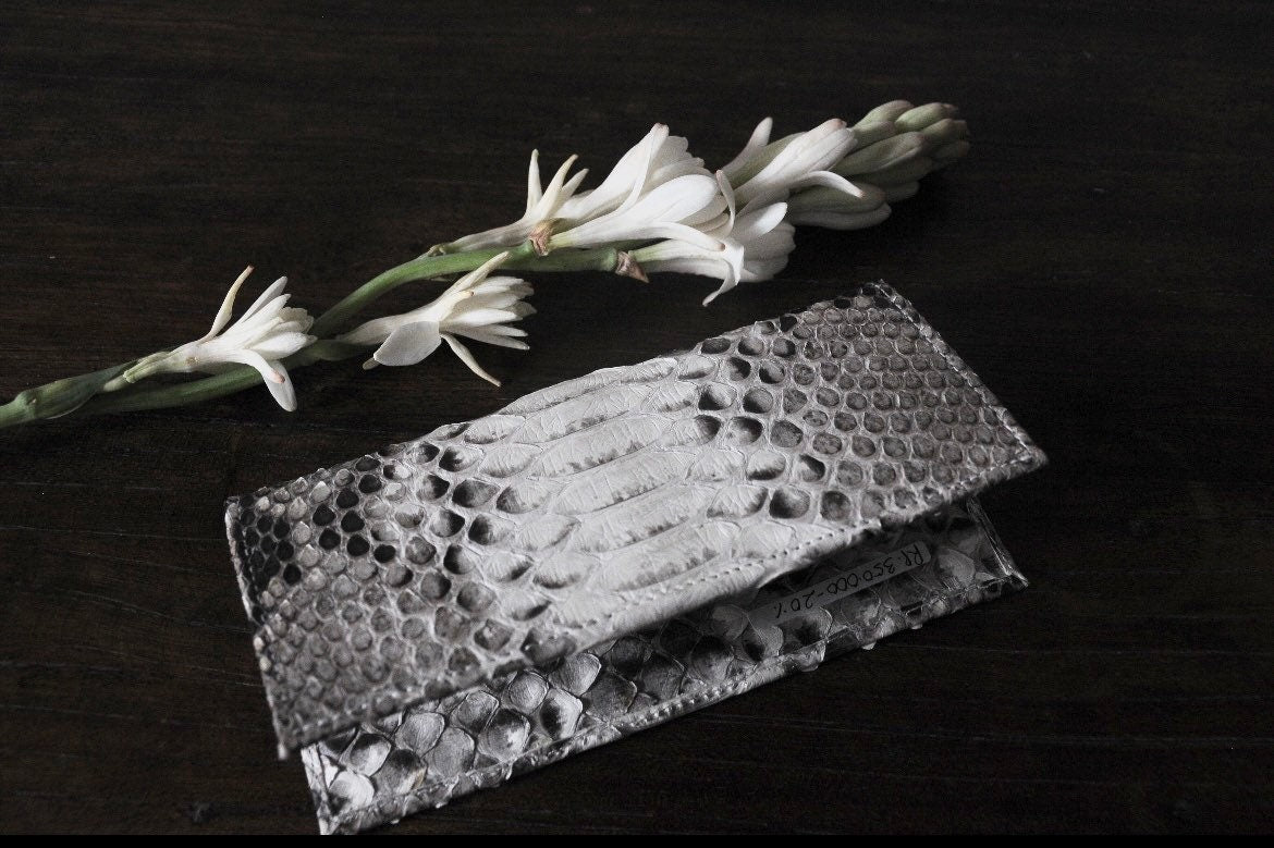 Genuine Python Skin Wallet — Gray Natural