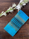 Genuine Python Skin Wallet — Turquoise