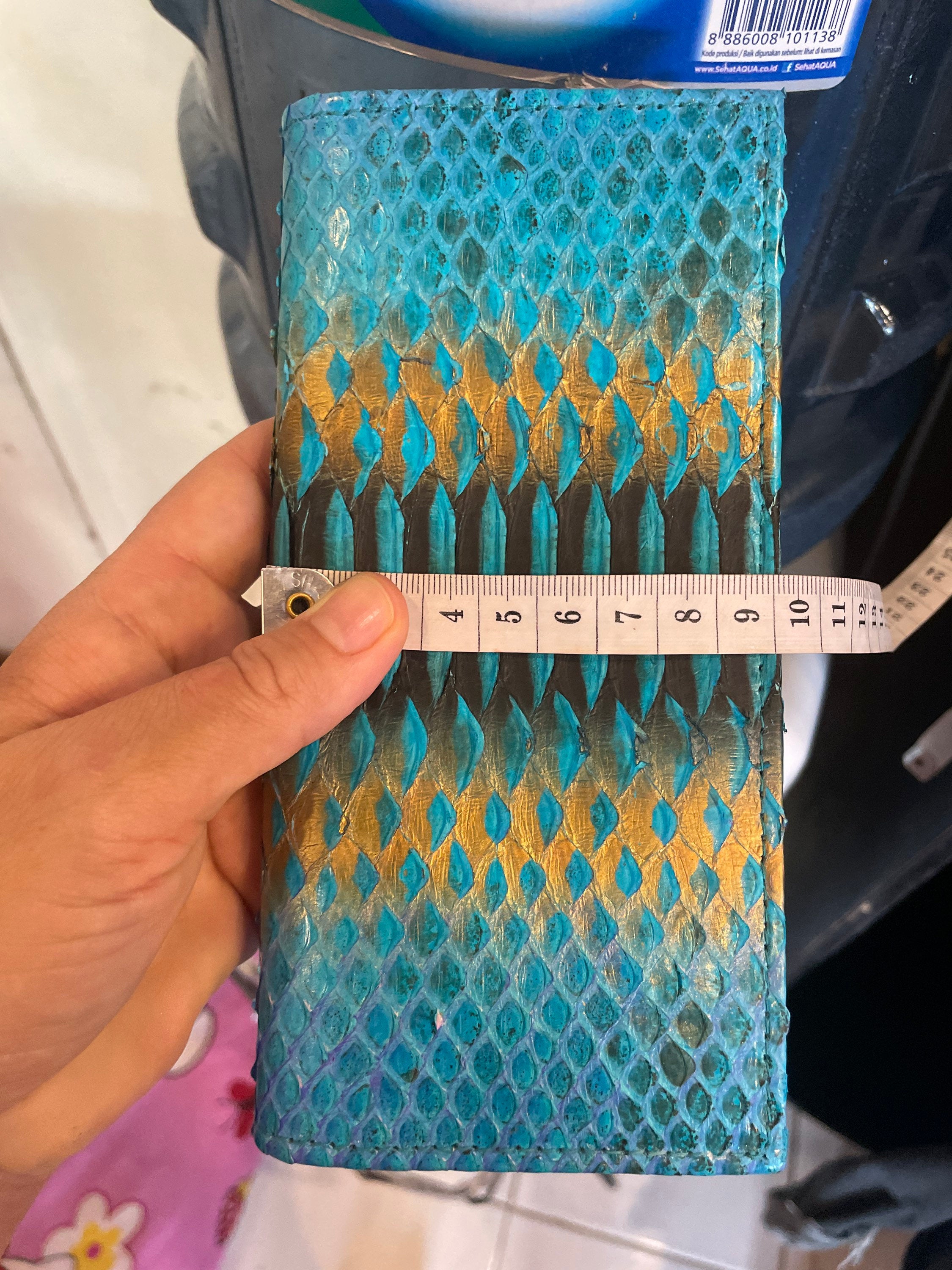 Genuine Python Skin Wallet — Turquoise