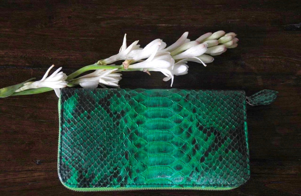 Python skin Wallet Green | Genuine Python light green Colour Wallet unisex | classy Elegant Python Genuine Leather Wallet Handmade snake