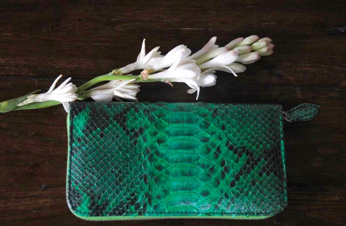 Python skin Wallet Green