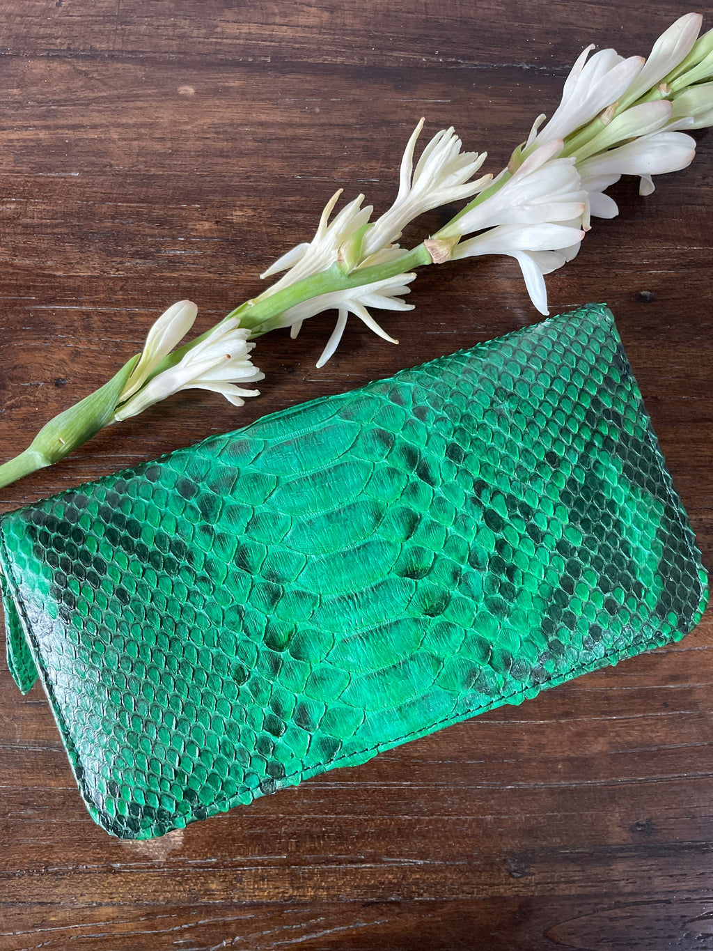 Python skin Wallet Green | Genuine Python light green Colour Wallet unisex | classy Elegant Python Genuine Leather Wallet Handmade snake