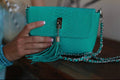 Genuine Python Skin Crossbody Bag — Turquoise