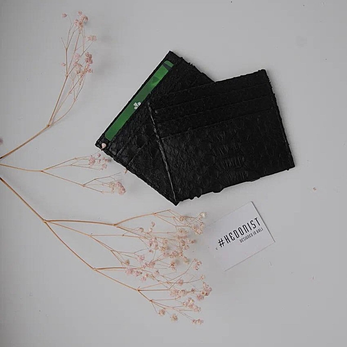 READY TO SHIP Genuine python skin creditcards holder/business cads holder black color unisex wallet small, gift idea , exotic leather craft