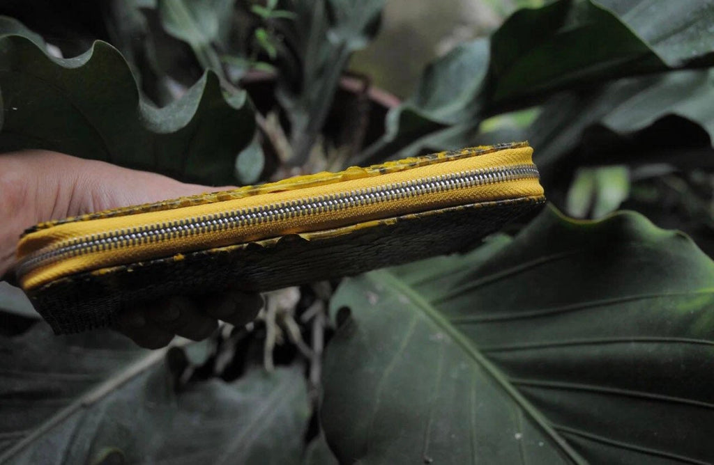 Genuine Python Skin Wallet — Yellow Snake